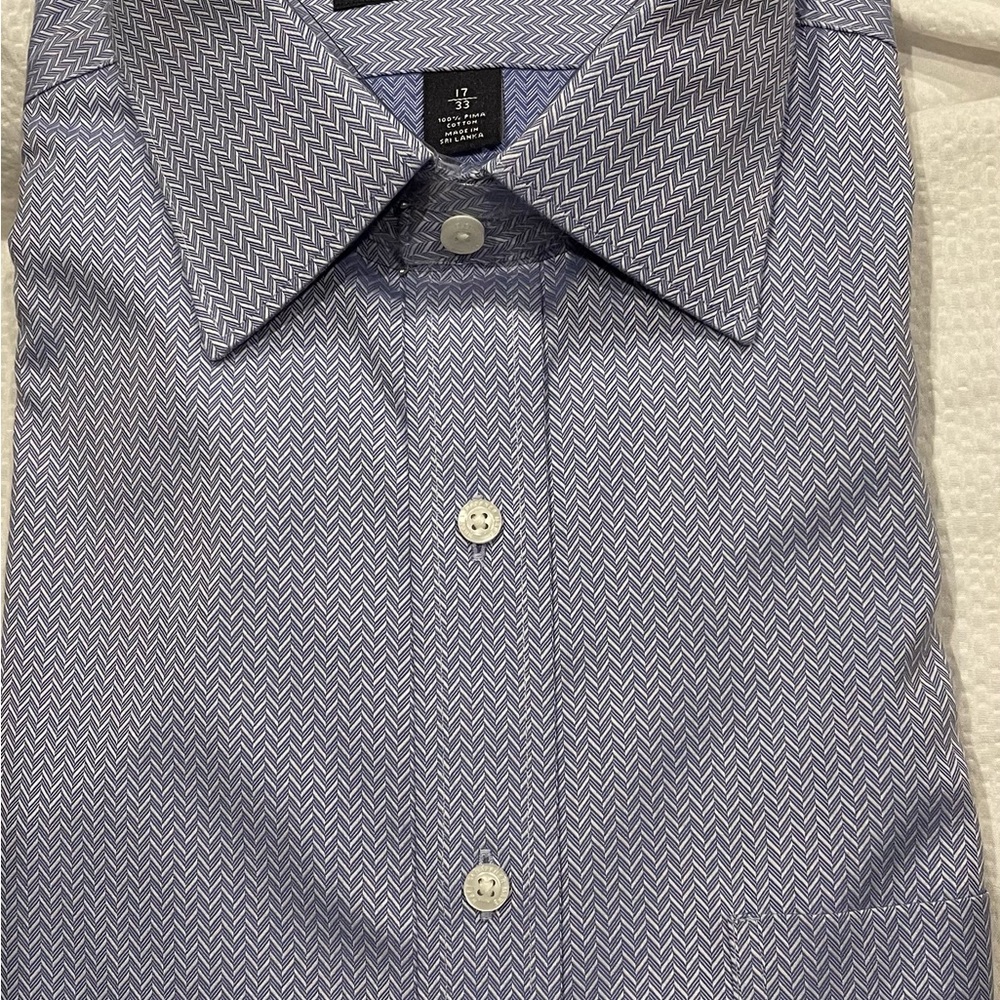 Men Dress Shirt HART SCHAFFNER MARX long sleeve Size 17 - 33 XL Pima Cotton Blue
